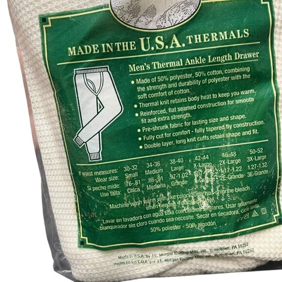 Vintage JE Morgan Thermal Pants Long Johns‎ Men's Large 42-44 Made In USA NOS - Picture 9 of 12